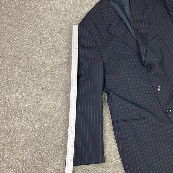 Armani Collezioni Suit Navy Blue Pinstripe Men's Suit Coat 44L Pants 36 Wool - Picture 8 of 16